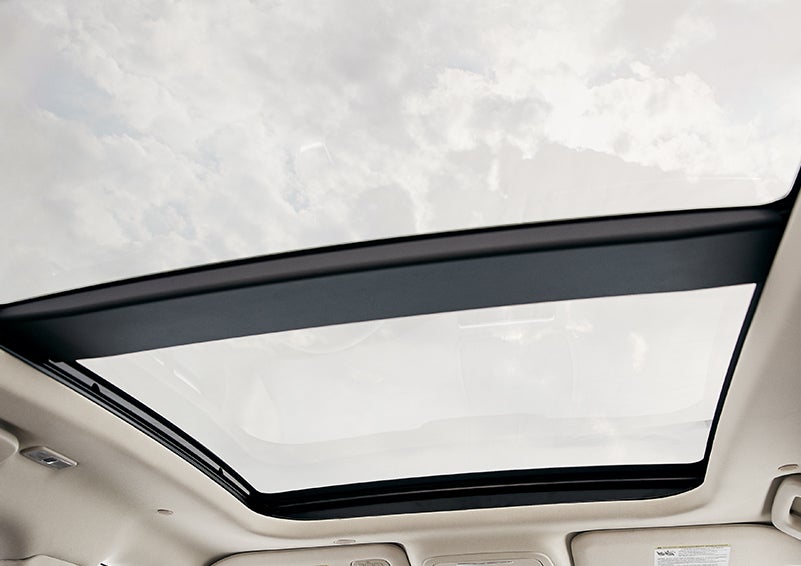 The available panoramic Vista Roof® is shown from inside a 2024 Lincoln Corsair® SUV. | Empire Lincoln of Huntington in Huntington NY