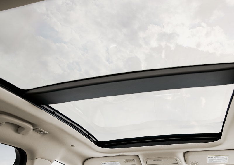 The available panoramic Vista Roof® is shown from inside a 2024 Lincoln Corsair® SUV. | Empire Lincoln of Huntington in Huntington NY
