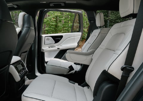 A side view of the second row with captain’s chairs in a 2027 Lincoln Aviator® Black Label™ SUV. | Empire Lincoln of Huntington in Huntington NY